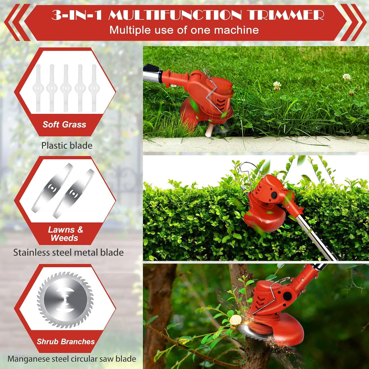 Cordless Battery Powered Weed Wacker Brush Cutter Grass Trimmer V849964