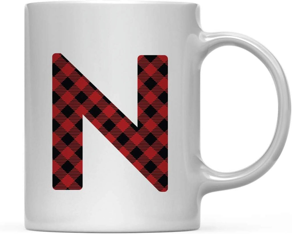 Hot Chocolate Coffee Mug Gift, Red Plaid Initial Letter, 1-Pack, Includes Gift Box W990587