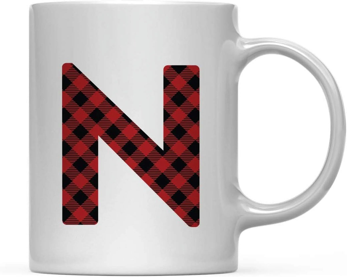 Hot Chocolate Coffee Mug Gift, Red Plaid Initial Letter, 1-Pack, Includes Gift Box W990587