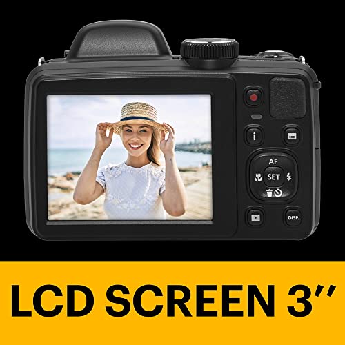20MP Digital Camera 42X Optical Zoom 24mm Wide Angle Lens 1080P Full HD Video Optical Image Stabilization Li-Ion Battery 3" LCD Black U1123