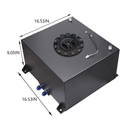 Polished Aluminum Black Universal Fuel Cell Tank with Cap and Level Sender K3442