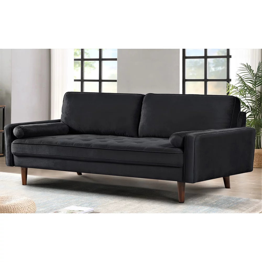 Black Velvet Tufted Sofa M4388