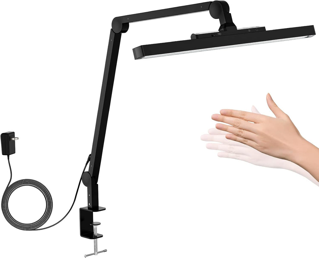 LED Desk Lamp with Clamp, Dimmable Swing Arm, 4 Color Modes S9654