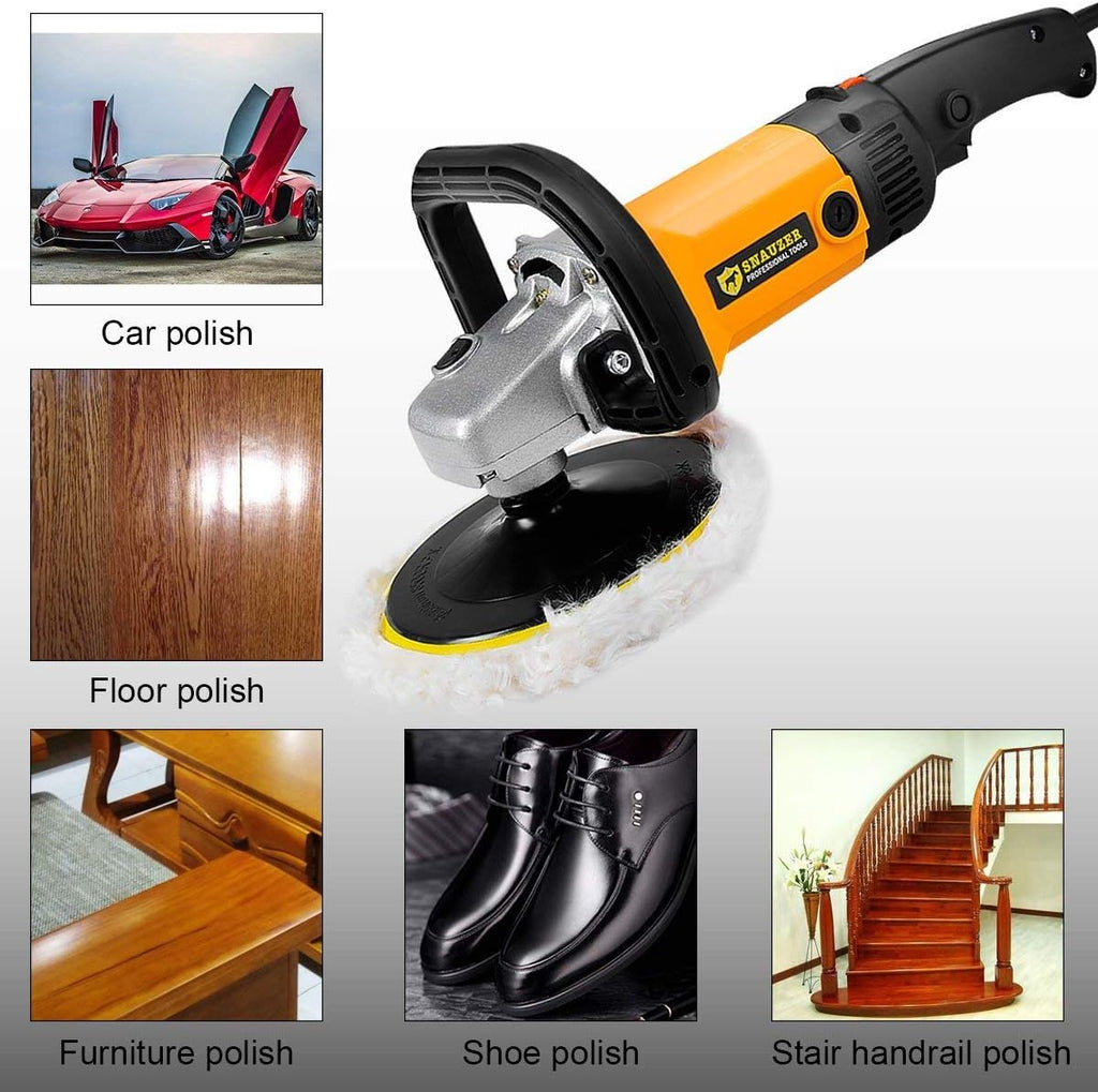 Electric Car Polisher 6-Speed Rotary Polisher 7 Buffer Sander with Bonnet Pad, 10Amp B764