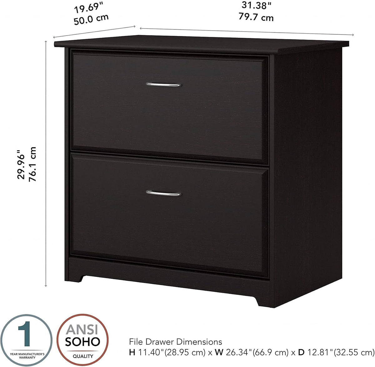Espresso Oak 2 Drawer Lateral File Cabinet X21078
