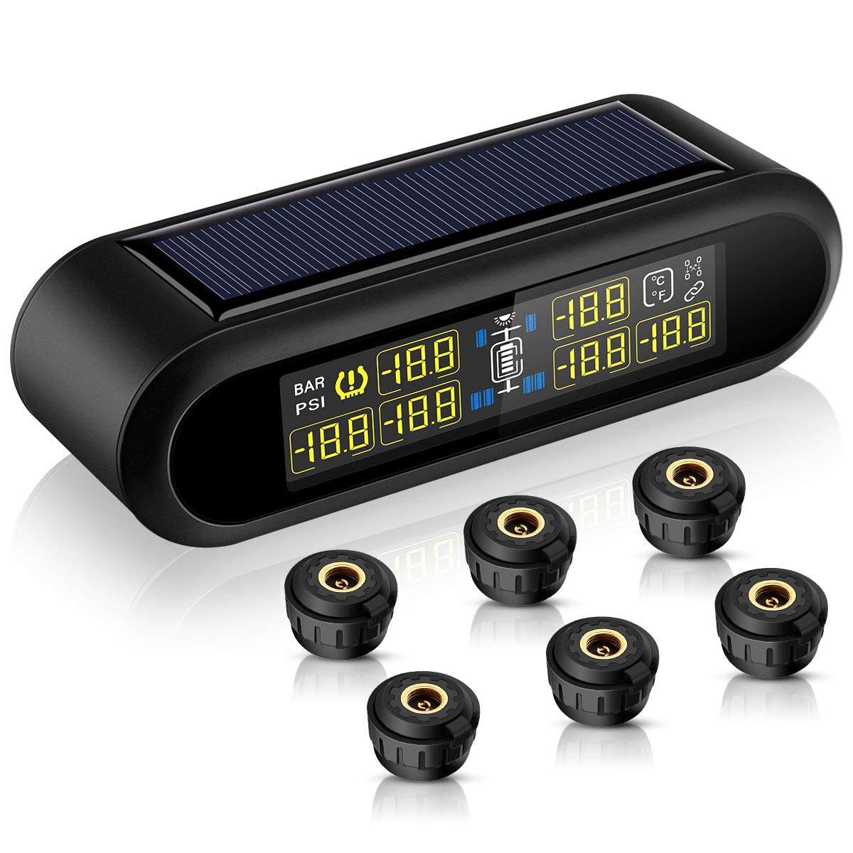 Wireless Solar Power TPMS with 6 External 200PSI Sensors V245066