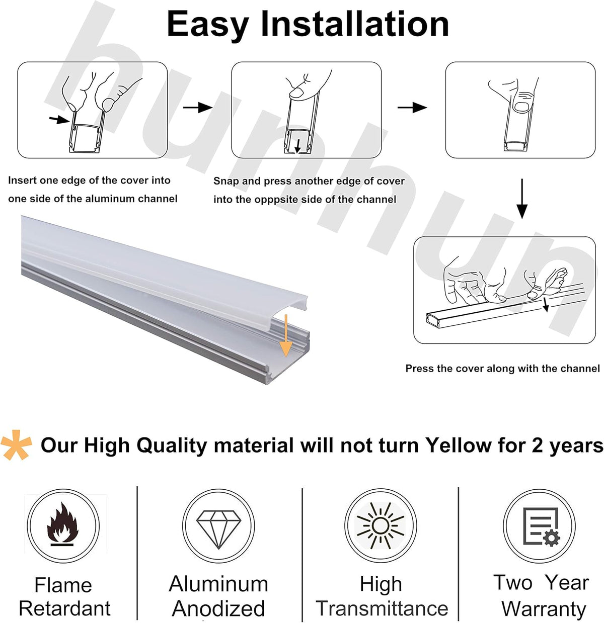 10-Pack 6.6ft U Shape LED Aluminum Channel System with Milky Cover E333949
