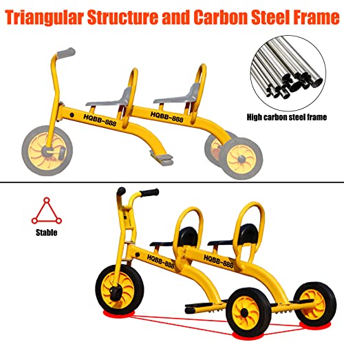 Kids Tricycle with Passenger Seat, Inflation-Free Rubber Wheels U894