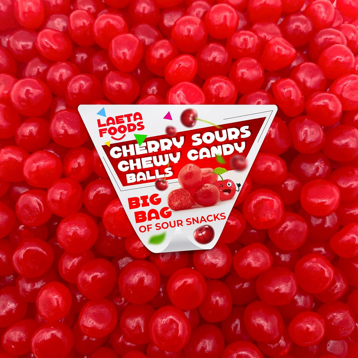 Cherry Sours Chewy Balls Candy (2 Pound Bag) G3450