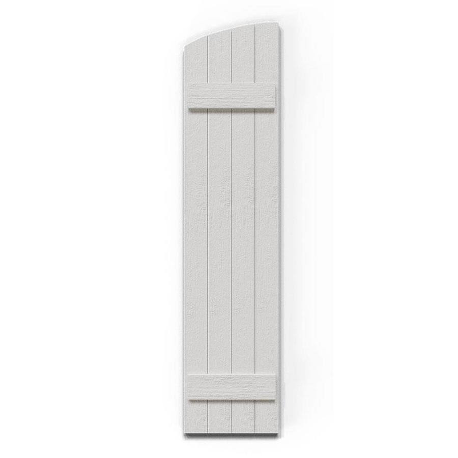 Rustic Faux Wood Shutters with Elliptical Arch Top F5985