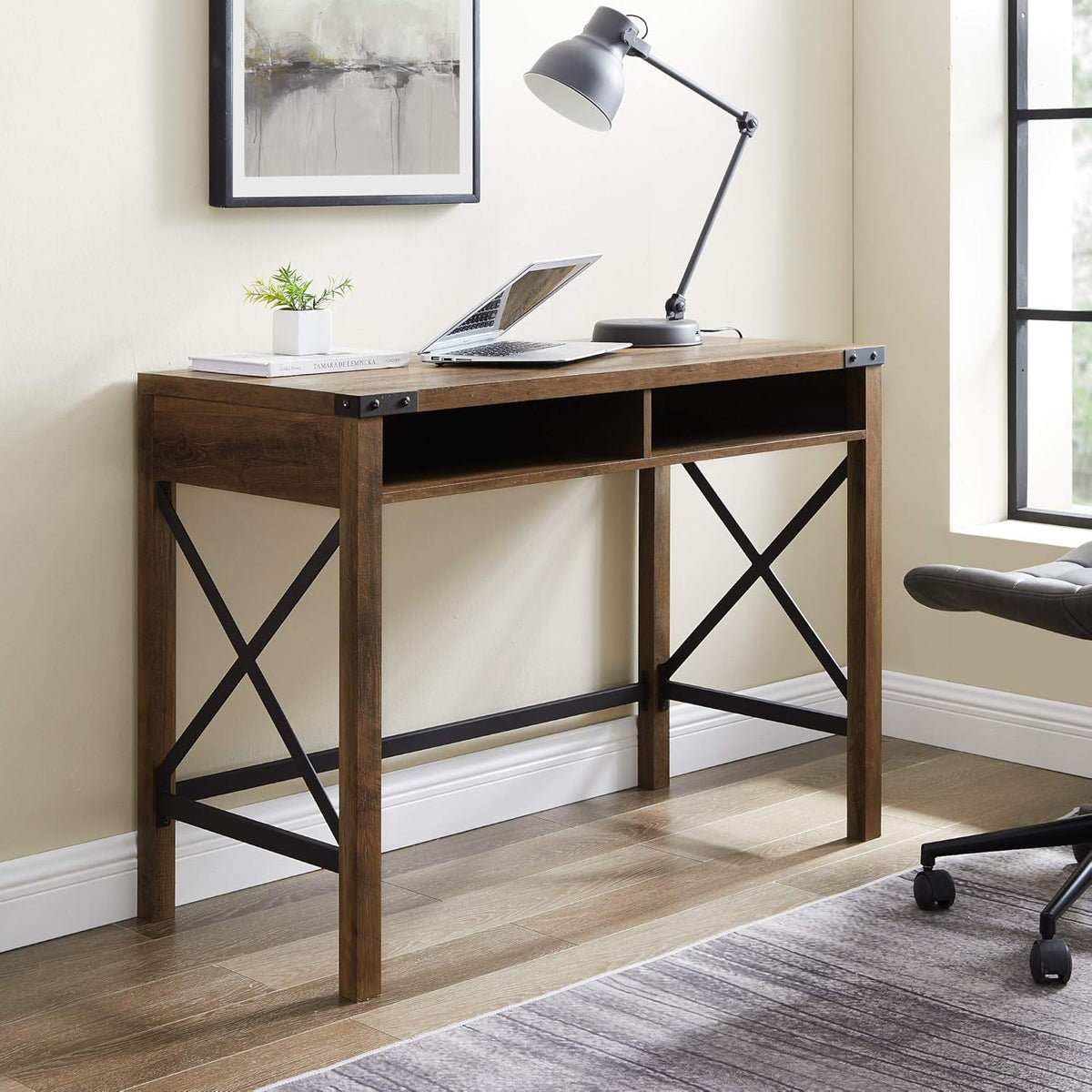 Grey Wash Metal Writing Desk J362217