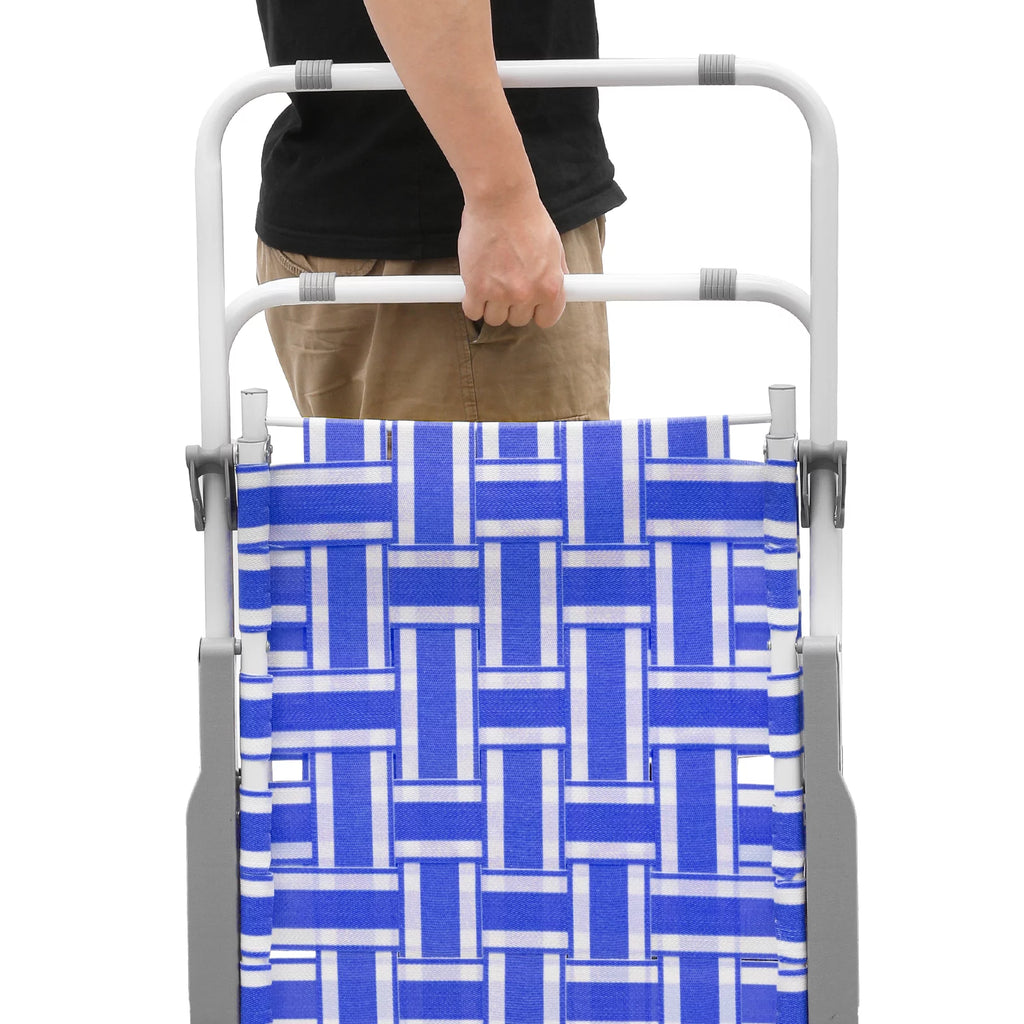 Folding Webbed Beach Chairs Set of 2 with Armrests, Blue D25082