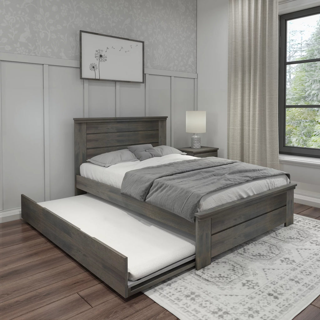 Full Size Wood Platform Bed with Trundle A933