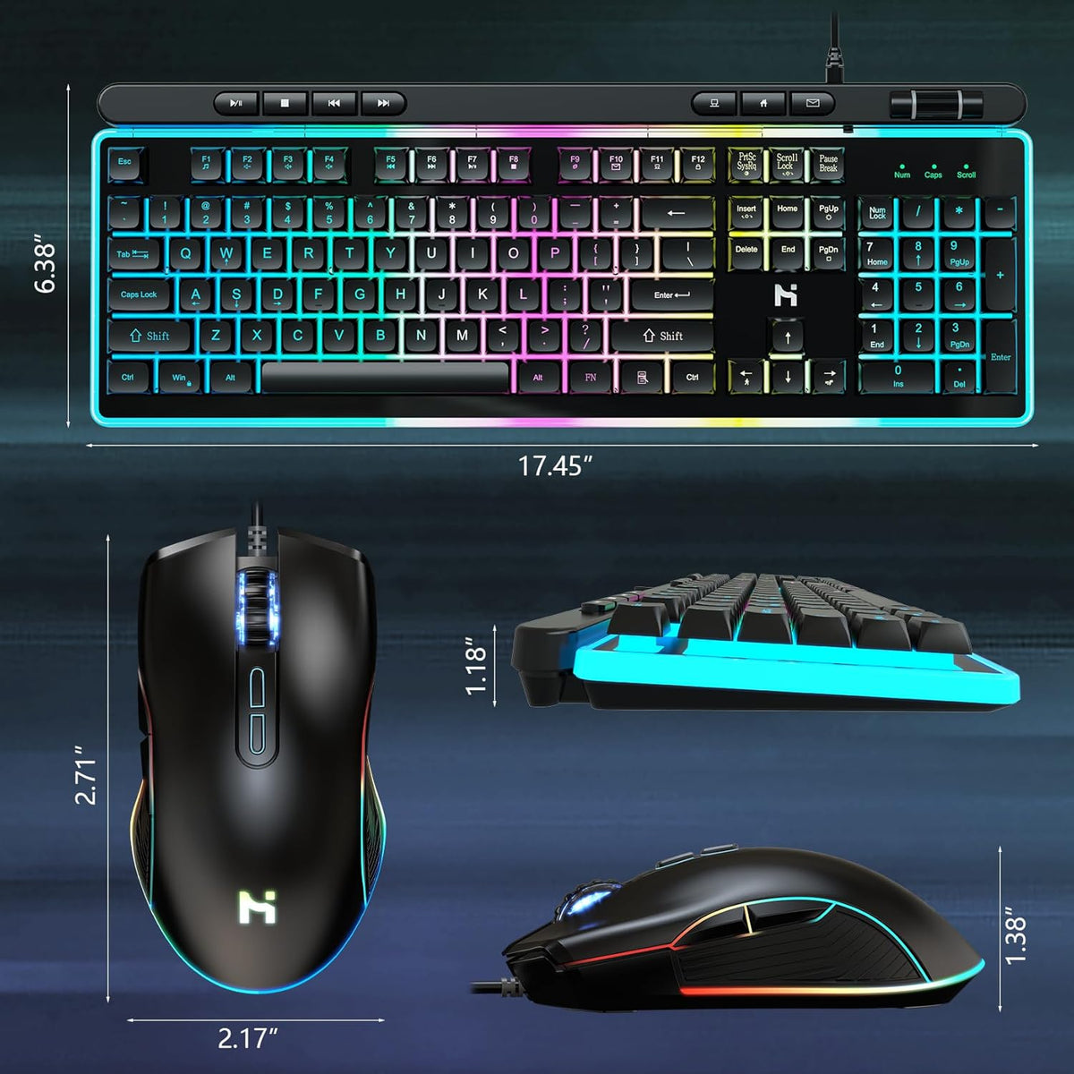 104 Keys RGB Backlit Wired Gaming Keyboard and Mouse Combo N1543