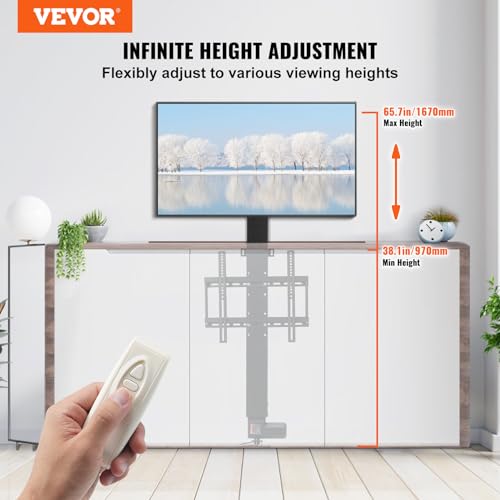 Motorized TV Lift Stand, Adjustable Height 38" to 66", Remote Control P614422