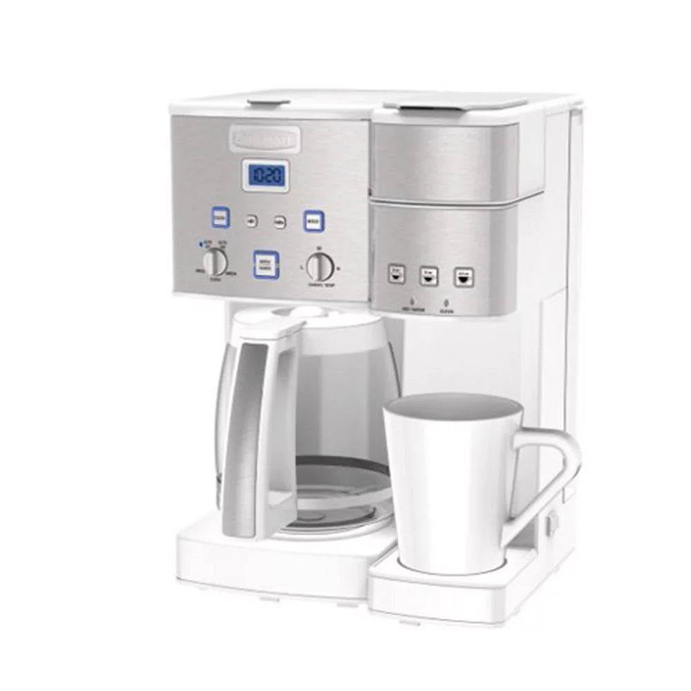 12-Cup Coffeemaker and Single-Serve Brewer, White Bundle with 4 Pack Reusable Stainless Steel Ice Cubes M67582