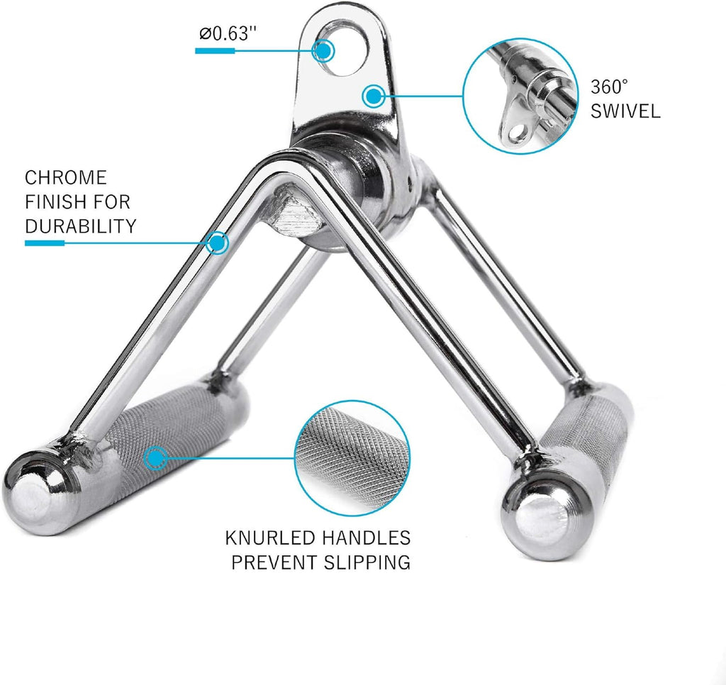 Cable Machine Attachment Set with Tricep Rope, Handles and V Row Handle H72212