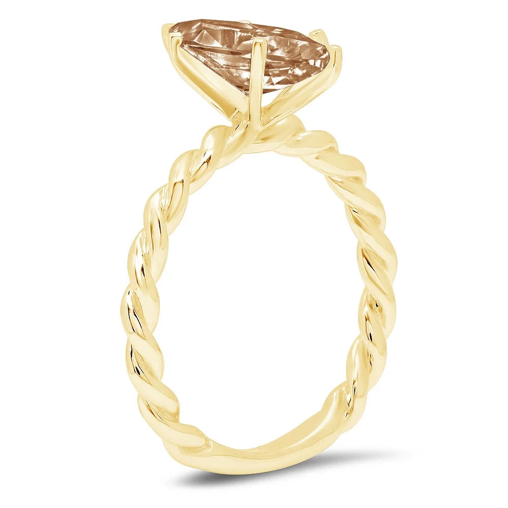 Champagne Simulated Diamond Marquise Cut Ring Size 6.25 Z934