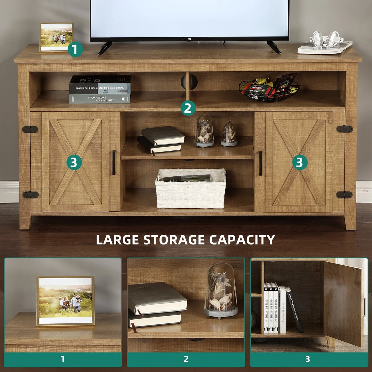 Farmhouse TV Stand for 65 Inch TV T31033