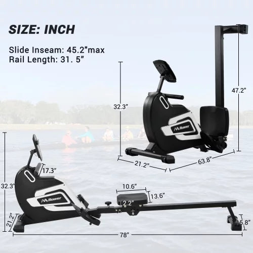 Magnetic Folding Rowing Machine with 14 Level Resistance and LCD Monitor A60271