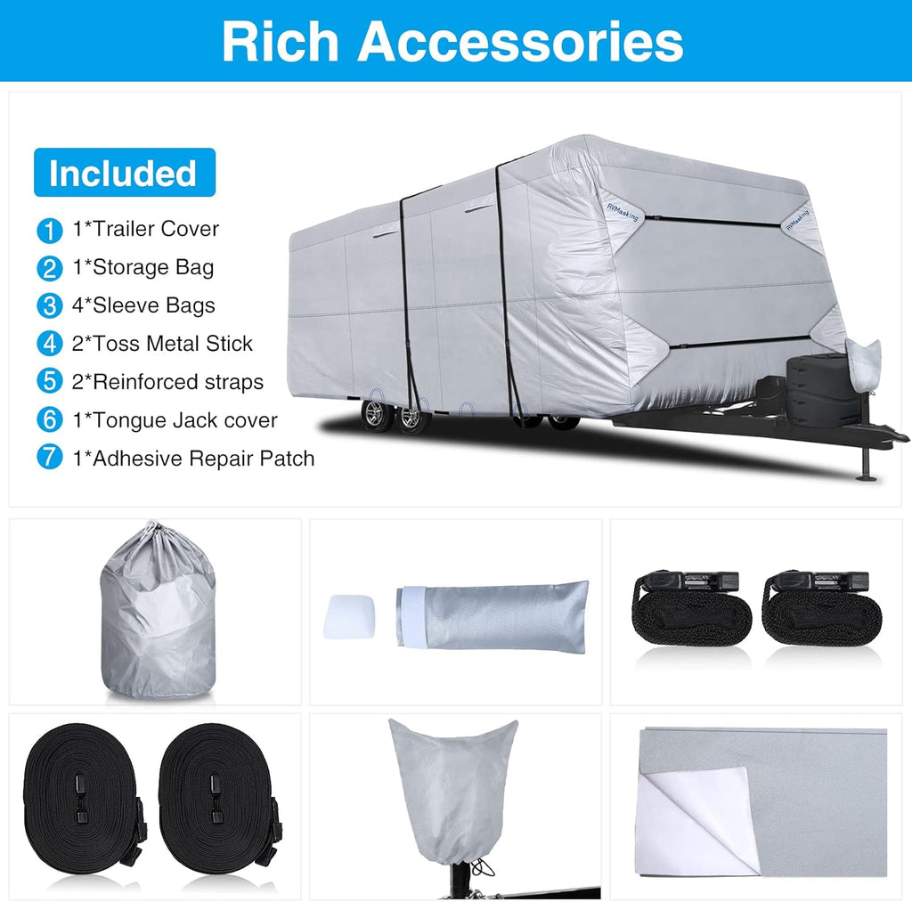 Rip-Stop RV Cover Waterproof Camper Cover with Gutter Covers H453067