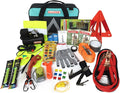 82 Pc Auto Roadside Emergency Car Kit with Tire Repair Kit, Jumper Cables, Portable Air Compressor, Tow Strap, Emergency Triangle L24593
