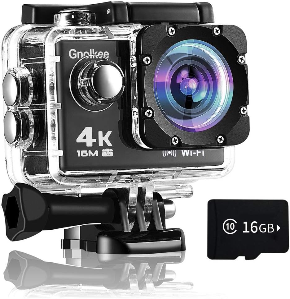 4K WiFi Action Camera with 170 Ultra Wide Angle Lens, 2" IPS Screen, Waterproof, Pack of 2 Q235799