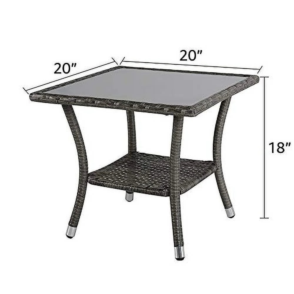 20" Square Wicker Outdoor Side Table with Storage V6917