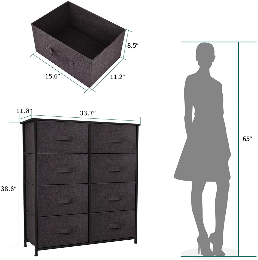 Light Gray 8 Drawer Vertical Dresser with Shelf C50192