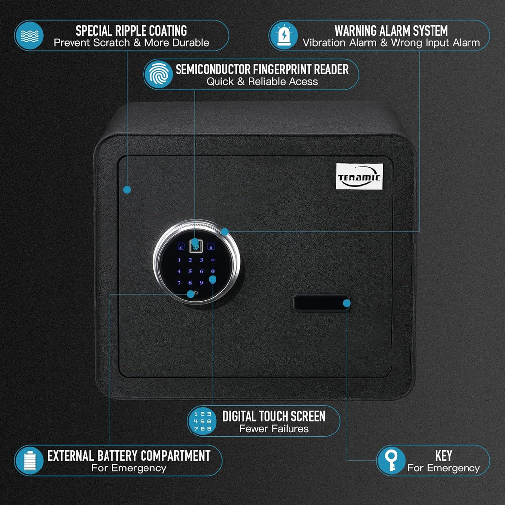 Black Biometric Fingerprint Safe Box with Touch Screen Keypad B745481