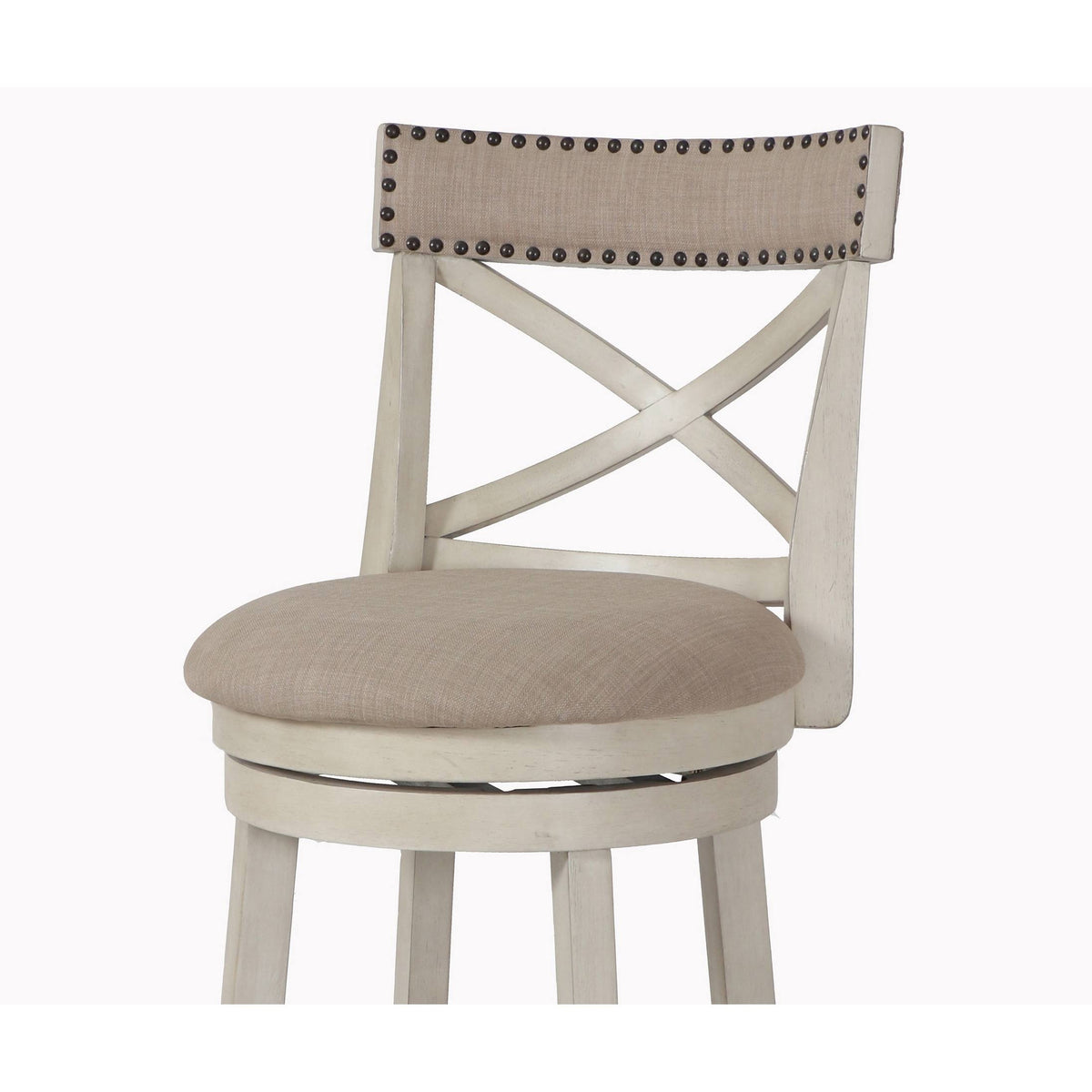 Antique White 24-Inch Counter Stool with Fabric Seat O314961