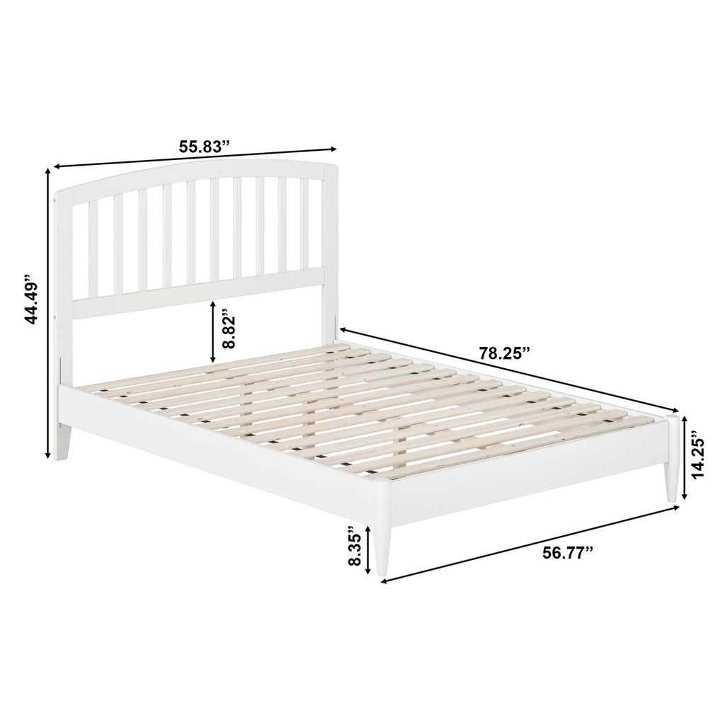 White Full Solid Wood Low Profile Platform Bed C6201