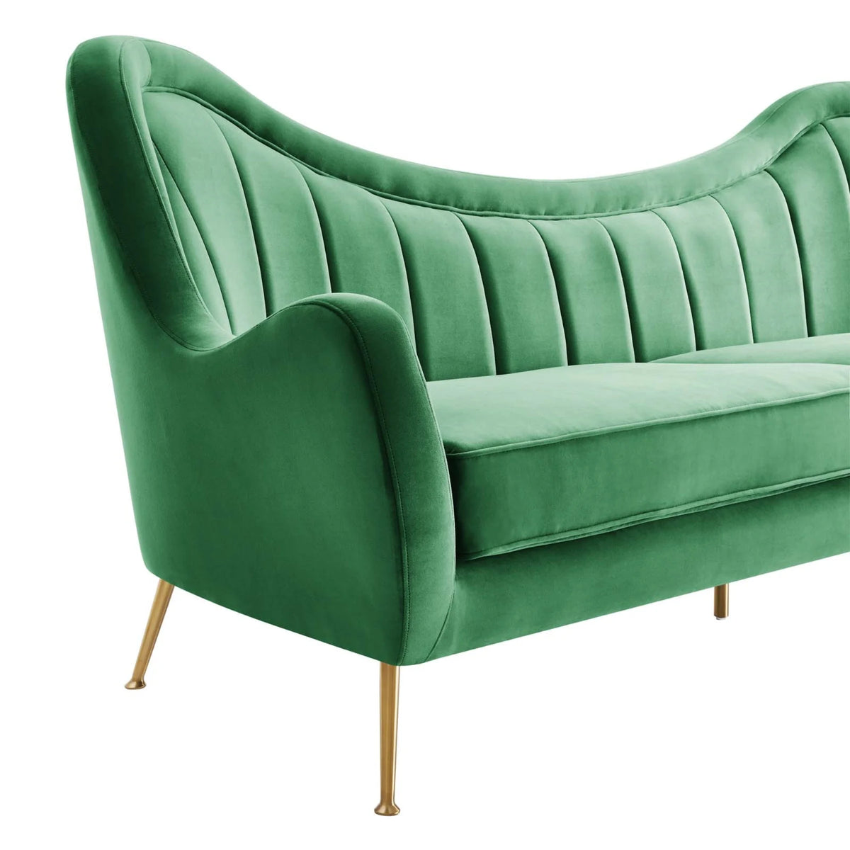 Velvet and Stainless Steel Sofa in Emerald Green Q266