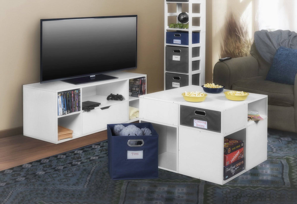 White Wood Grain 4 Cube Storage Set S58883