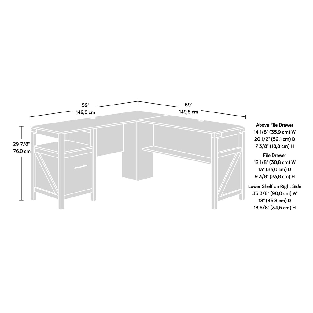 L-Shape Computer Desk with File Drawer K364