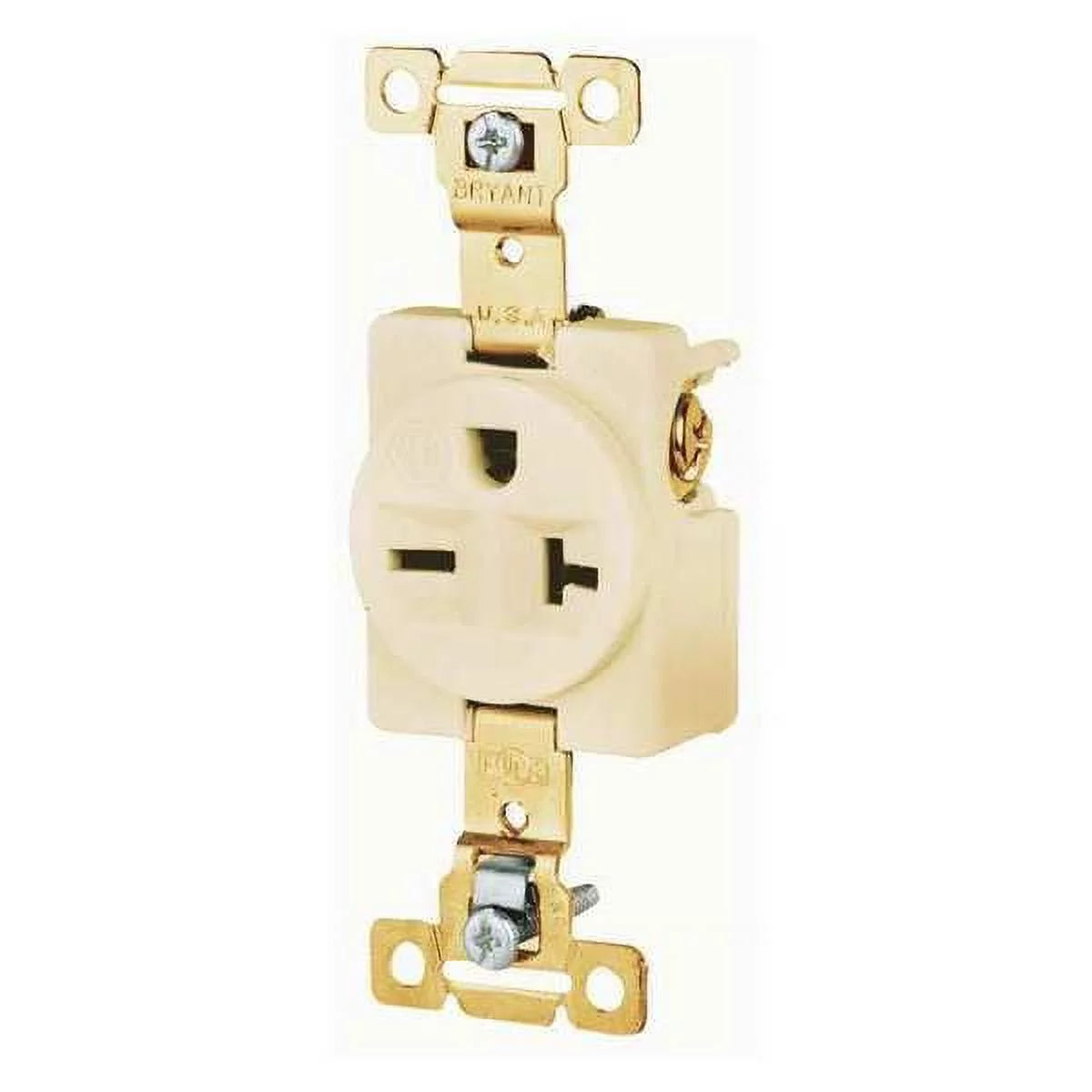 20 A 250V AC Flush Mount Single Outlet, Ivory I1126