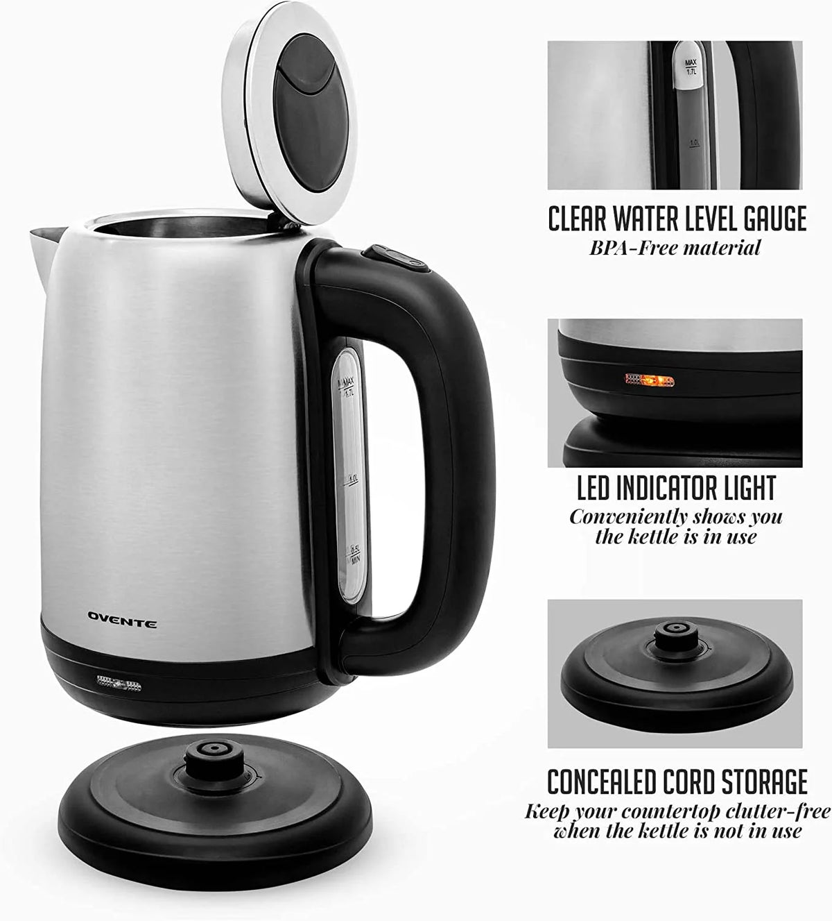 Electric Stainless Steel Kettle 1.7 Liter M3615