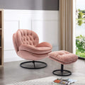Swivel Velvet Lounge Chair with Ottoman and Metal Frame W20401