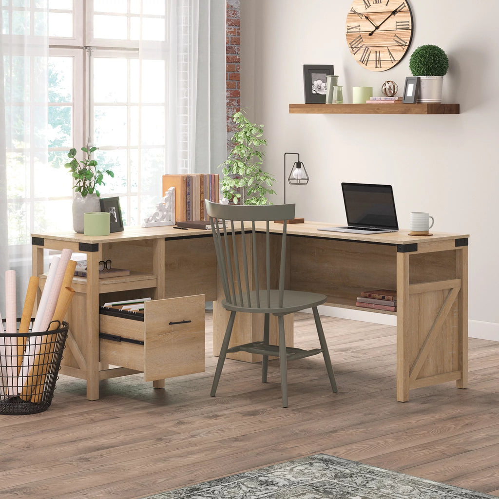L-Shape Computer Desk with File Drawer K364