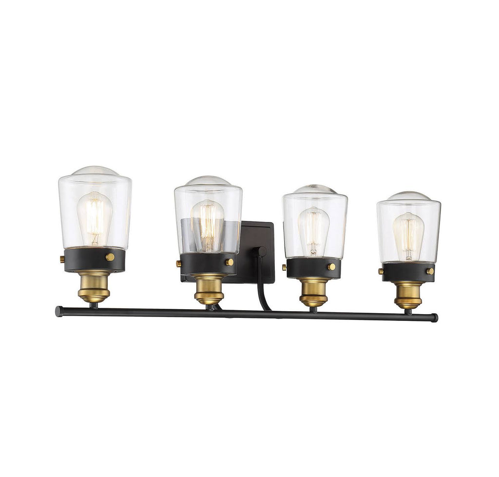 Vintage Black with Warm Brass 4 Light Bath V8881