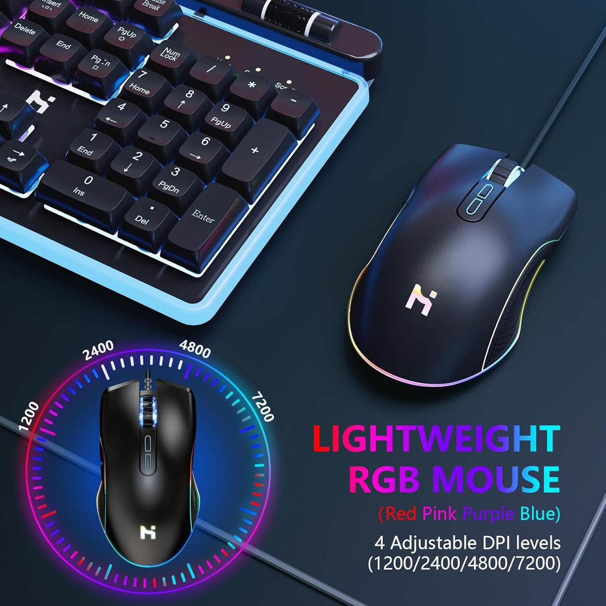 104 Keys RGB Backlit Wired Gaming Keyboard and Mouse Combo N1543