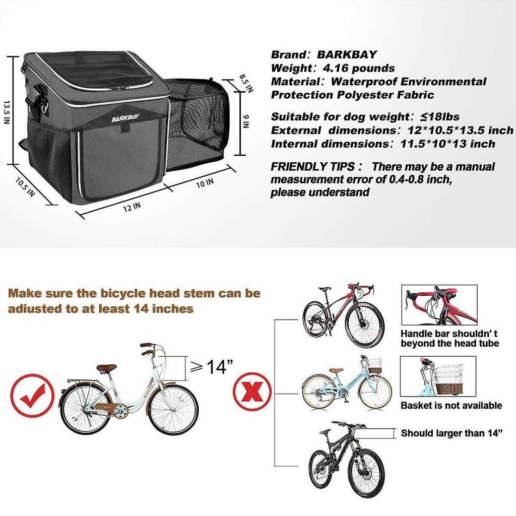 Expandable Foldable Soft-Sided Dog Bike Basket Carrier J19462