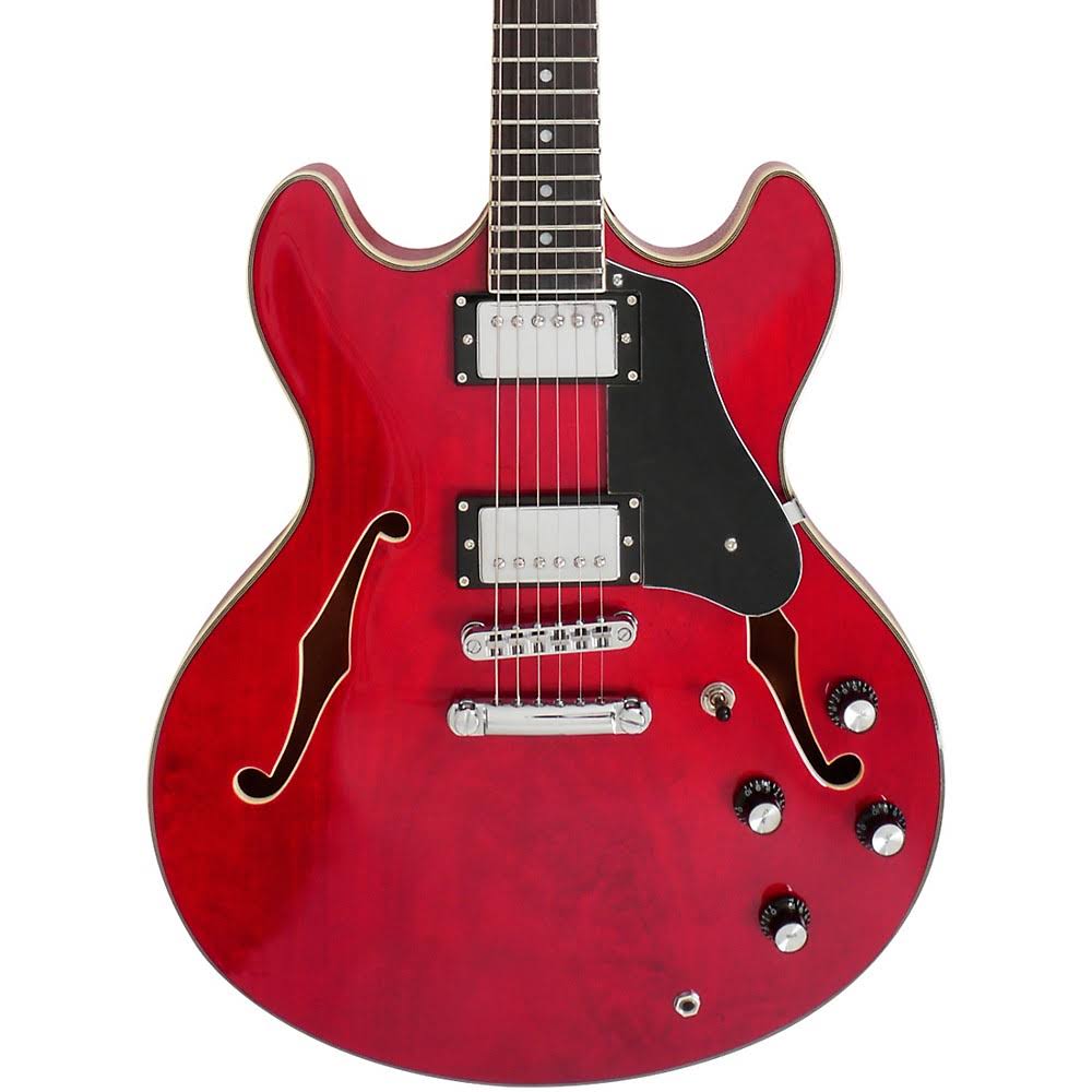 See-Thru Red Hollowbody Electric Guitar K9006