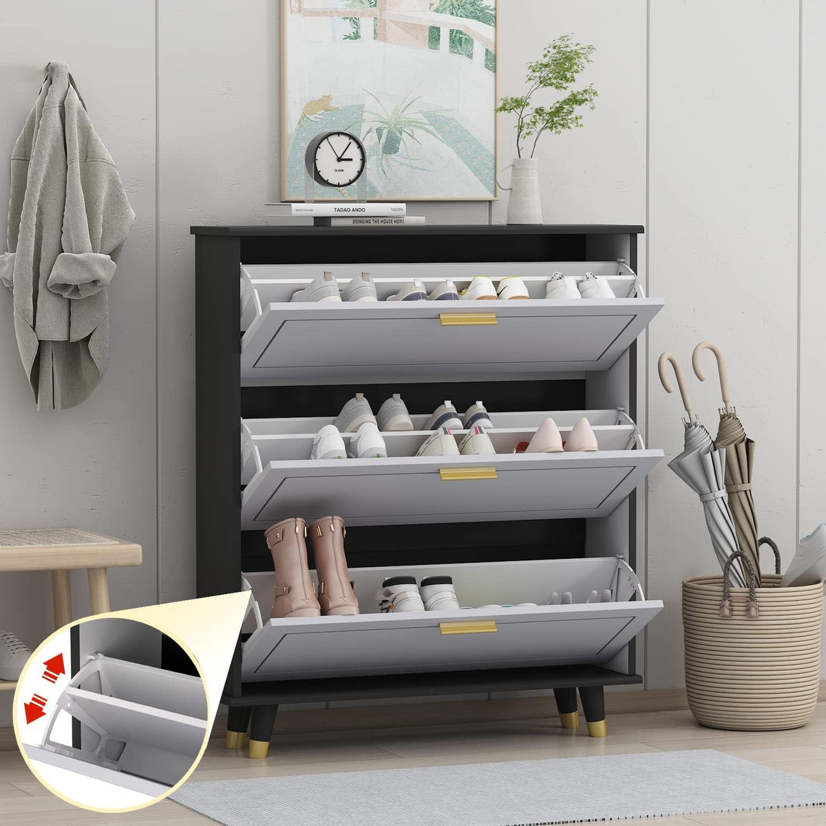 Shoe Cabinet with 3 Flip Drawers Q33798