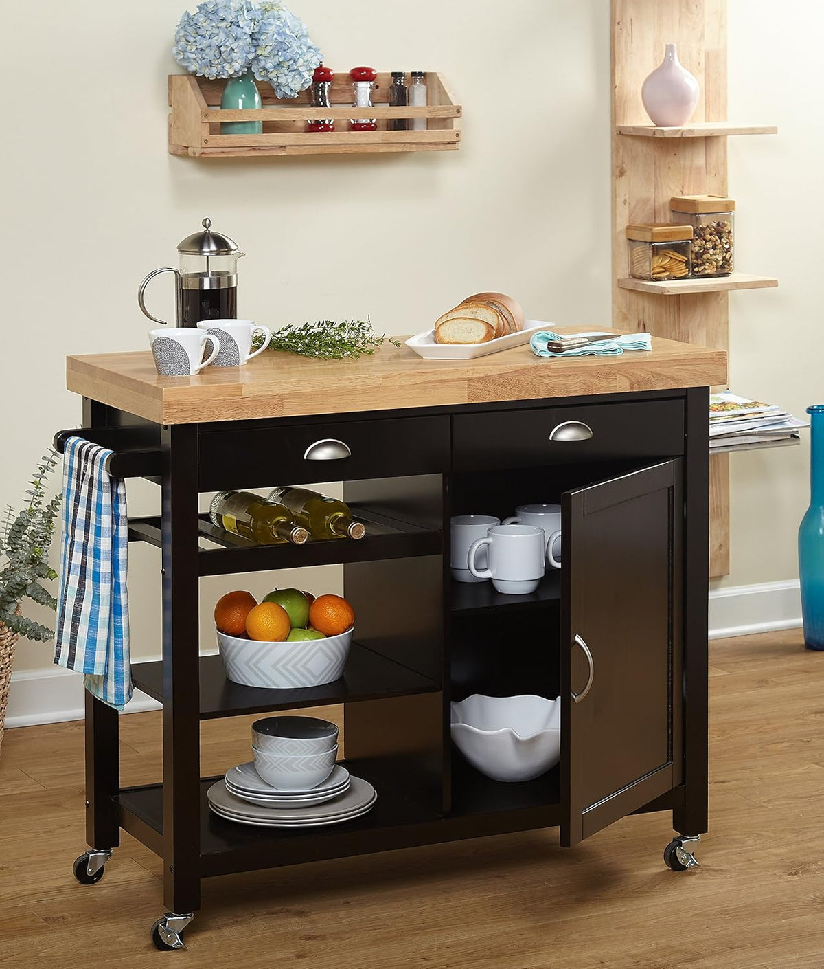 Wenge/Natural Storage Kitchen Cart X81942