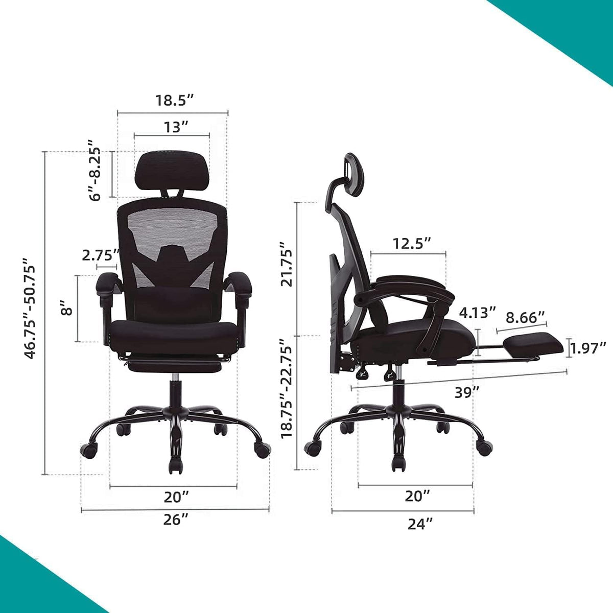 Ergonomic High Back Mesh Office Chair with Lumbar Support I7411