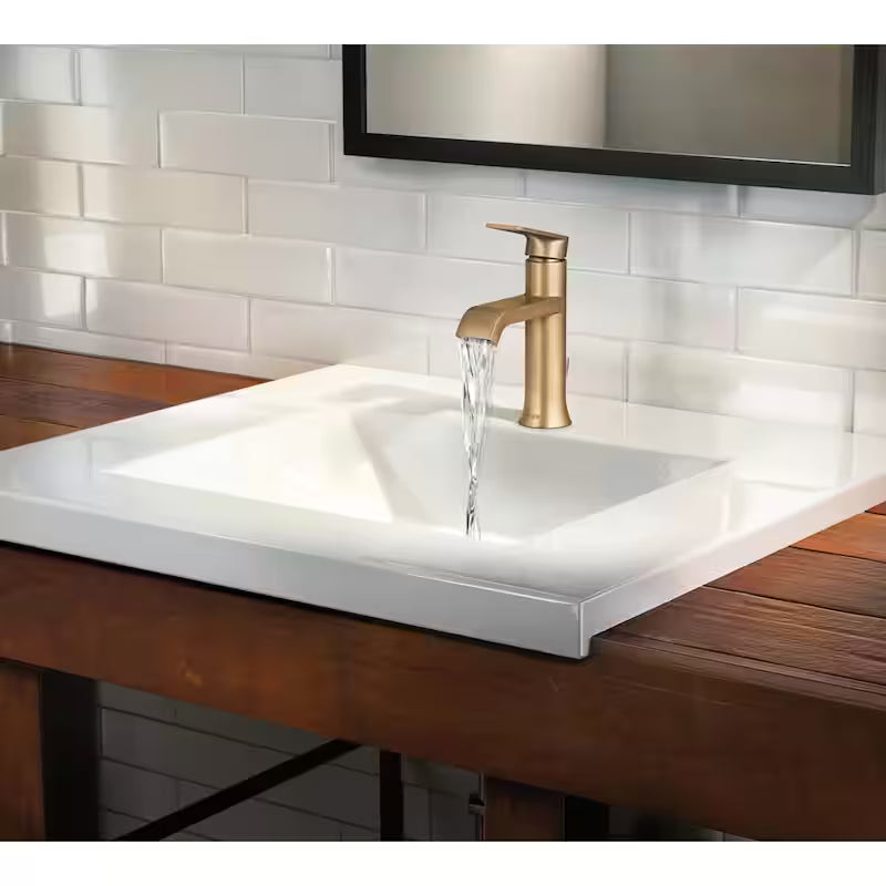 Single Handle Single Hole Bathroom Faucet in Bronzed Gold J52206