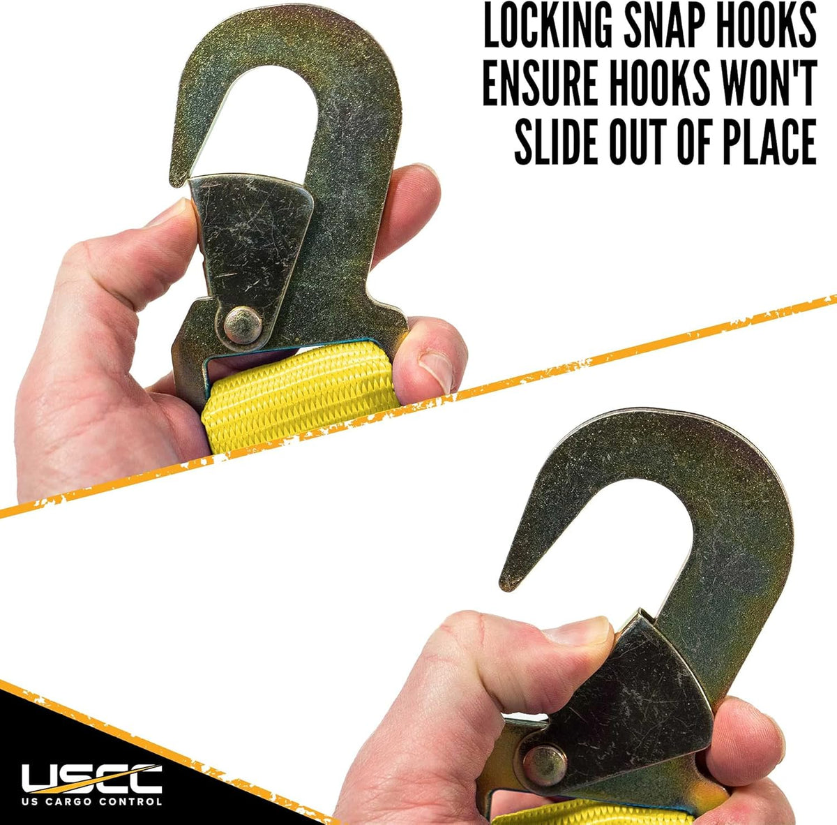 2 Pack 2 Inch x 27 Foot Yellow Ratchet Straps with Snap Hook F490