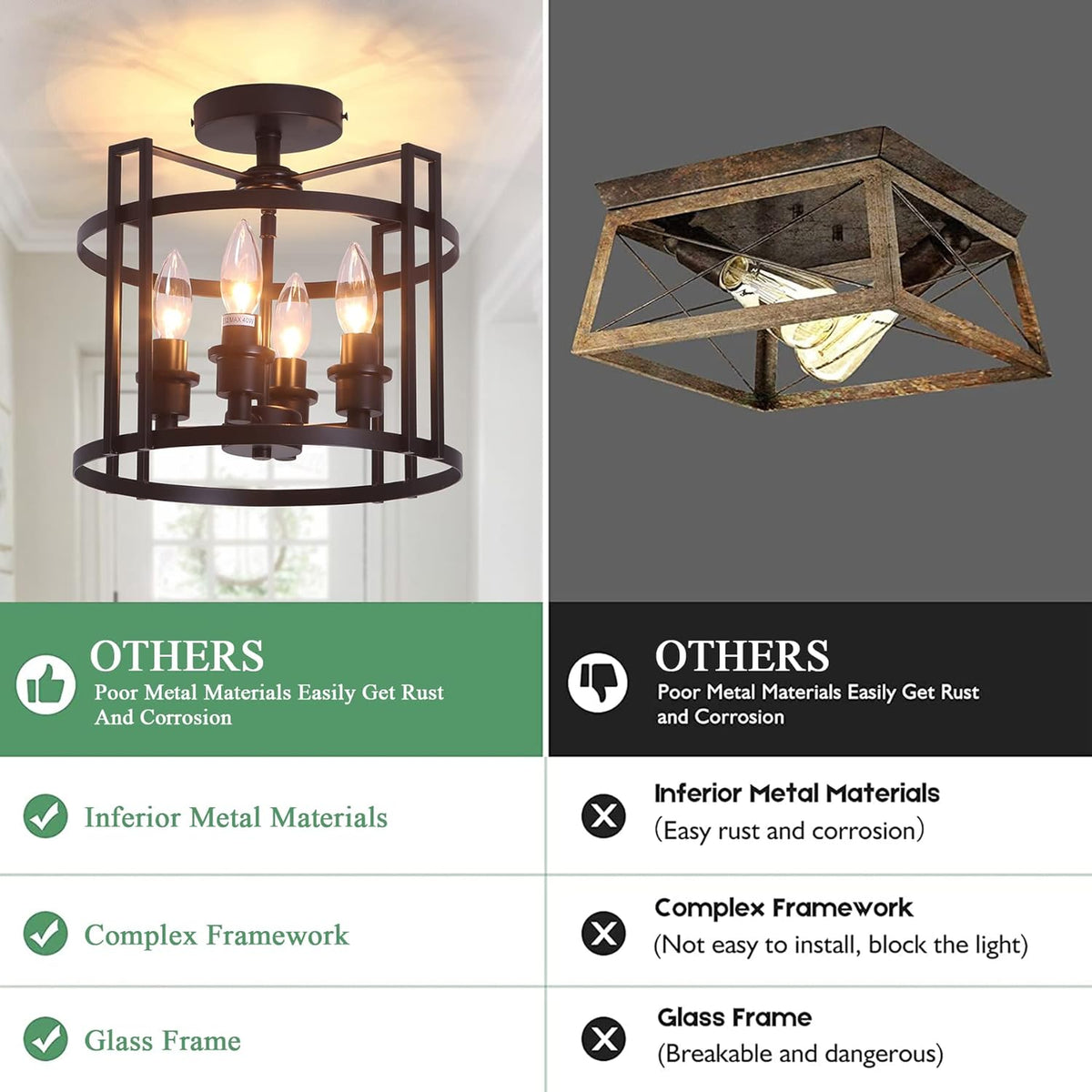 Black 4-Light Semi Flush Ceiling Light O37204
