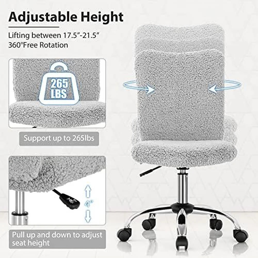 Grey Faux Armless Height Adjustable Swivel Office Chair R254656